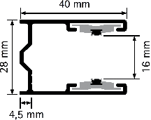 Roma Rolladenf�hrung 40x28mm Aluminium